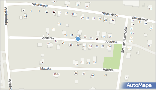 Mszczonów, Andersa Władysława, gen., 20, mapa Mszczonów