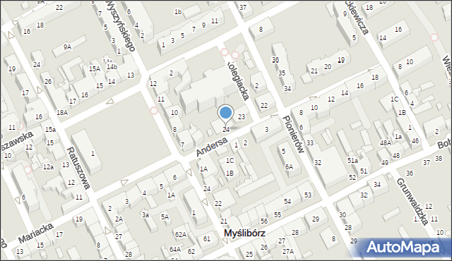 Myślibórz, Andersa Władysława, gen., 24, mapa Myślibórz