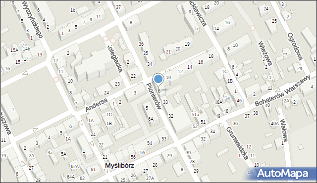 Myślibórz, Andersa Władysława, gen., 6, mapa Myślibórz
