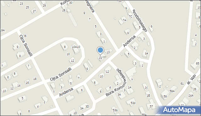 Nysa, Andersa Władysława, gen., 11, mapa Nysy