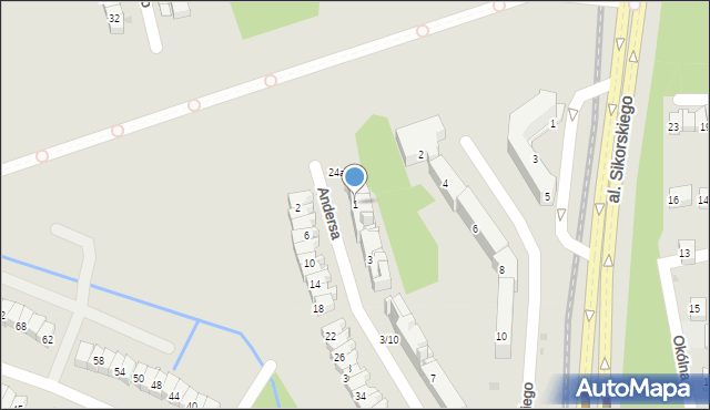 Olsztyn, Andersa Władysława, gen., 1, mapa Olsztyna