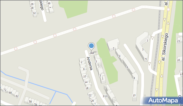 Olsztyn, Andersa Władysława, gen., 24a, mapa Olsztyna