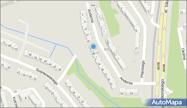 Olsztyn, Andersa Władysława, gen., 26, mapa Olsztyna