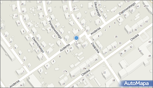 Opole, Andersa Władysława, gen., 11, mapa Opola