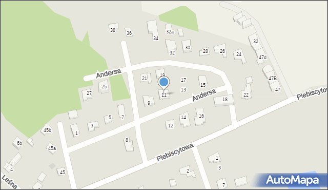 Ostróda, Andersa Władysława, gen., 11, mapa Ostróda