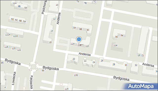 Piła, Andersa Władysława, gen., 11B, mapa Piły