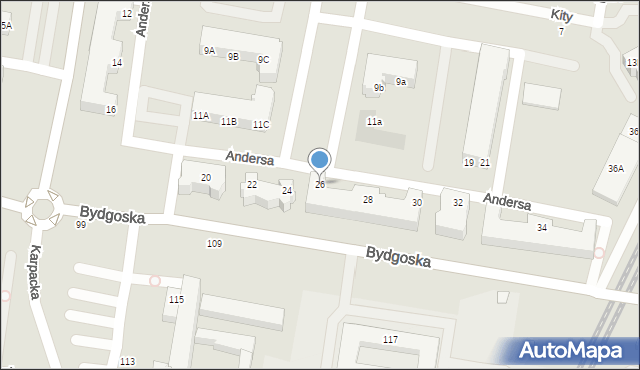 Piła, Andersa Władysława, gen., 26, mapa Piły
