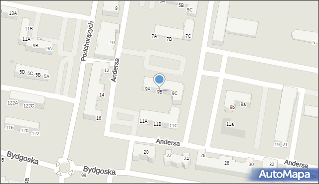 Piła, Andersa Władysława, gen., 9B, mapa Piły