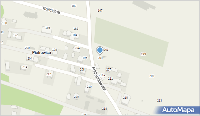 Piotrowice, Andrychowska, 203, mapa Piotrowice