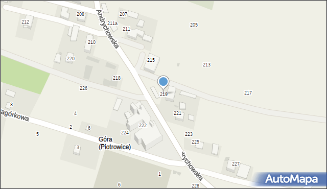 Piotrowice, Andrychowska, 219, mapa Piotrowice