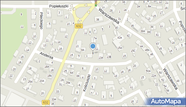 Płońsk, Andersa Władysława, gen., 9, mapa Płońsk