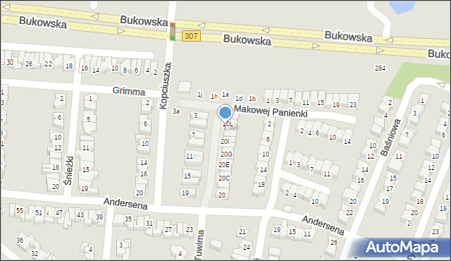 Poznań, Andersena Jana Christiana, 20K, mapa Poznania