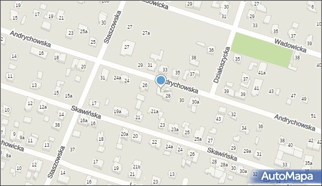 Poznań, Andrychowska, 28a, mapa Poznania