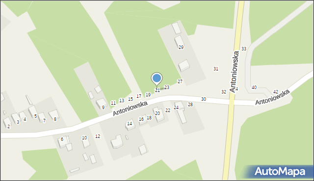 Raków, Antoniowska, 21, mapa Raków