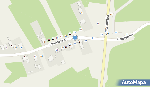 Raków, Antoniowska, 22, mapa Raków