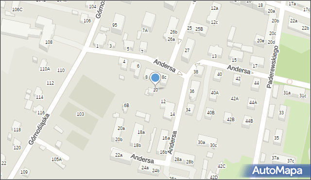 Rybnik, Andersa Władysława, gen., 10, mapa Rybnika