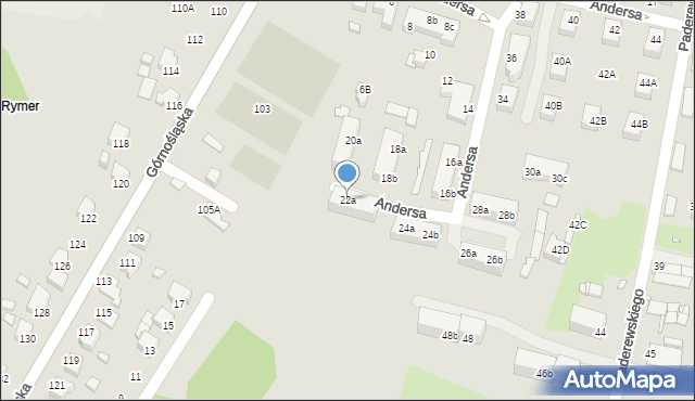 Rybnik, Andersa Władysława, gen., 22a, mapa Rybnika