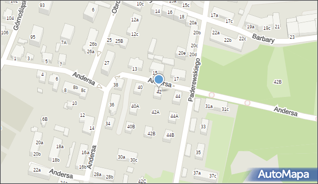Rybnik, Andersa Władysława, gen., 42, mapa Rybnika
