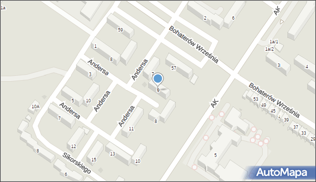 Sieradz, Andersa Władysława, gen., 9, mapa Sieradz