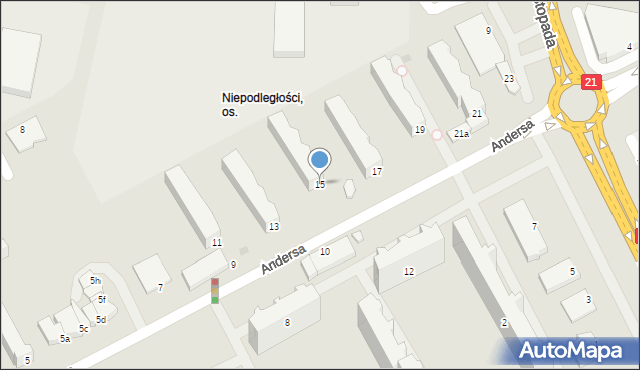 Słupsk, Andersa Władysława, gen., 15, mapa Słupska