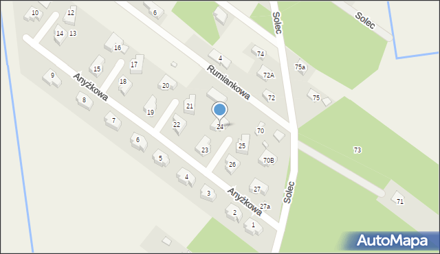 Solec, Anyżkowa, 24, mapa Solec
