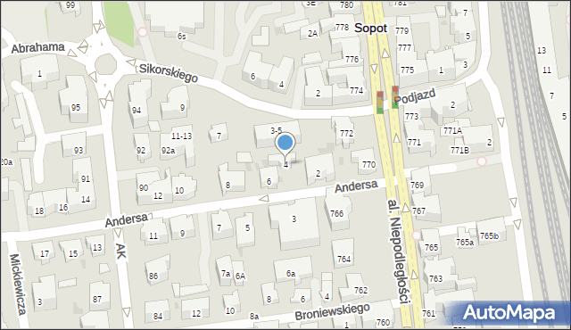 Sopot, Andersa Władysława, gen., 4, mapa Sopotu