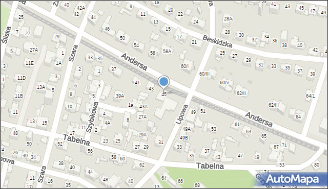 Sosnowiec, Andersa Władysława, gen., 45, mapa Sosnowca