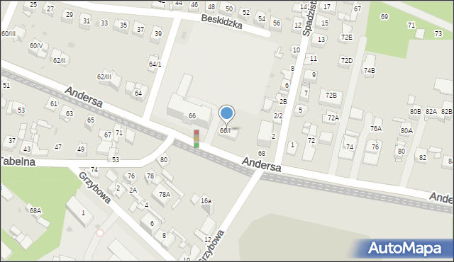 Sosnowiec, Andersa Władysława, gen., 66/I, mapa Sosnowca