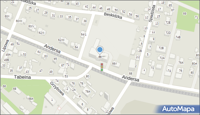 Sosnowiec, Andersa Władysława, gen., 66, mapa Sosnowca