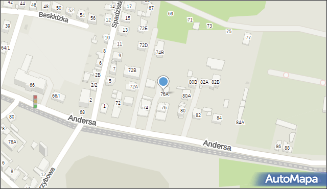 Sosnowiec, Andersa Władysława, gen., 76A, mapa Sosnowca