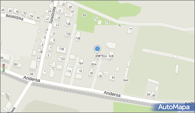 Sosnowiec, Andersa Władysława, gen., 80B, mapa Sosnowca