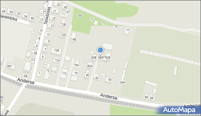 Sosnowiec, Andersa Władysława, gen., 82A, mapa Sosnowca