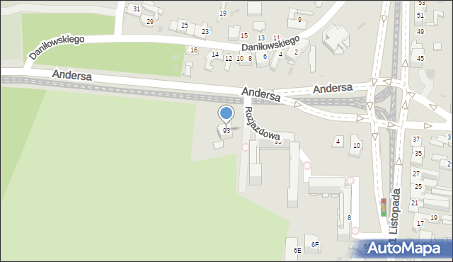 Sosnowiec, Andersa Władysława, gen., 93, mapa Sosnowca