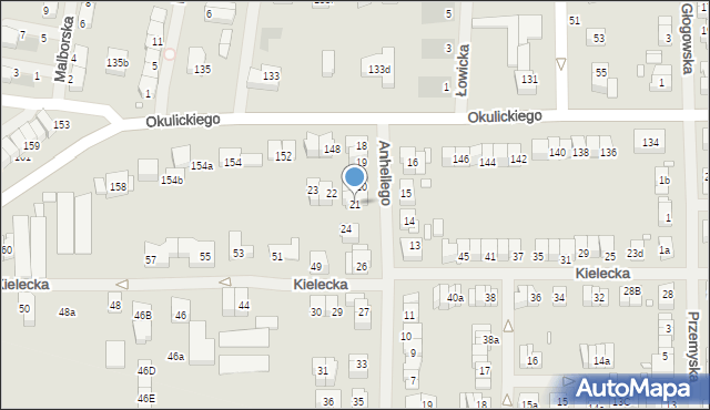 Szczecin, Anhellego, 21, mapa Szczecina