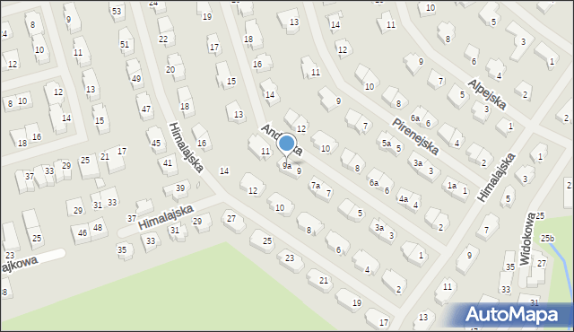 Szczecin, Andyjska, 9a, mapa Szczecina