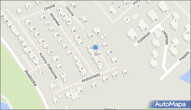 Szczecin, Andromedy, 15, mapa Szczecina