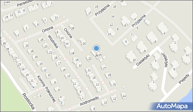 Szczecin, Andromedy, 25, mapa Szczecina