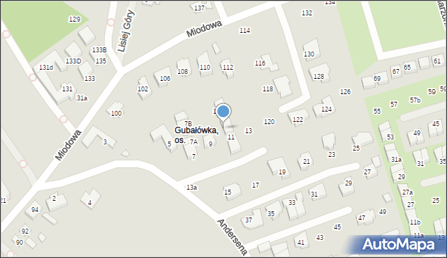 Szczecin, Andersena Hansa Christiana, 11a, mapa Szczecina