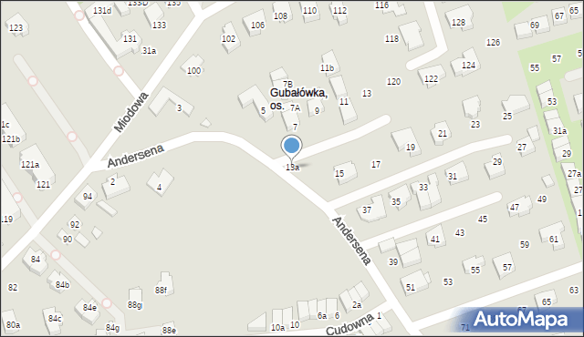 Szczecin, Andersena Hansa Christiana, 13a, mapa Szczecina