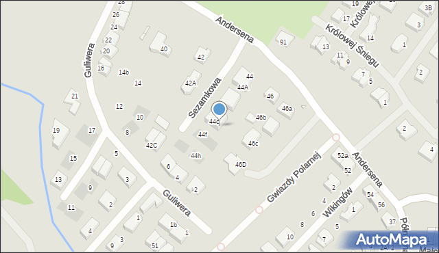 Szczecin, Andersena Hansa Christiana, 44e, mapa Szczecina