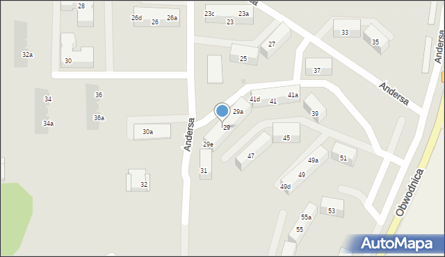 Tarnowskie Góry, Andersa Władysława, gen., 29c, mapa Tarnowskie Góry