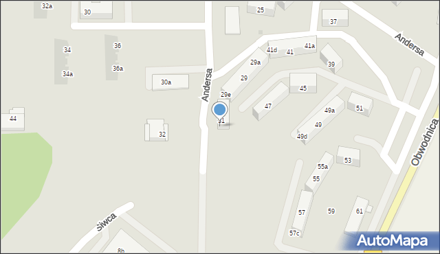 Tarnowskie Góry, Andersa Władysława, gen., 31b, mapa Tarnowskie Góry