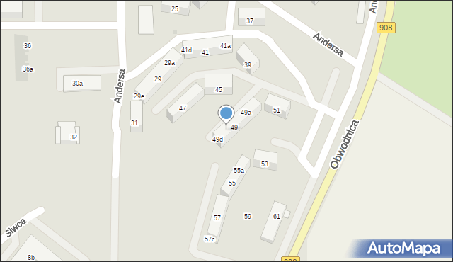 Tarnowskie Góry, Andersa Władysława, gen., 49c, mapa Tarnowskie Góry