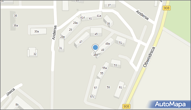 Tarnowskie Góry, Andersa Władysława, gen., 49d, mapa Tarnowskie Góry