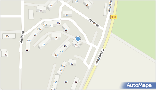 Tarnowskie Góry, Andersa Władysława, gen., 51a, mapa Tarnowskie Góry