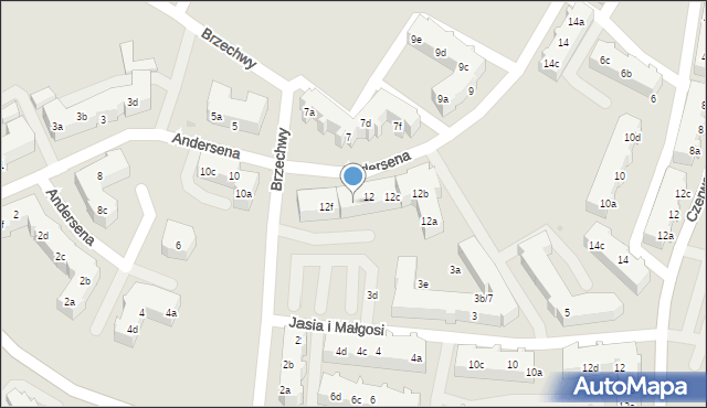 Tczew, Andersena Jana Christiana, 12e, mapa Tczew