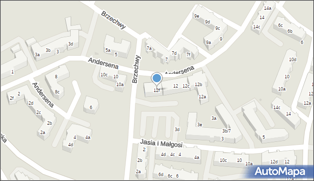 Tczew, Andersena Jana Christiana, 12f, mapa Tczew