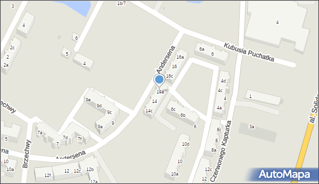 Tczew, Andersena Jana Christiana, 14a, mapa Tczew