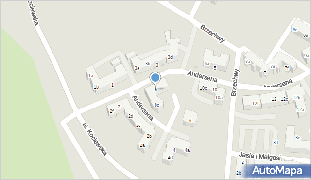 Tczew, Andersena Jana Christiana, 8, mapa Tczew