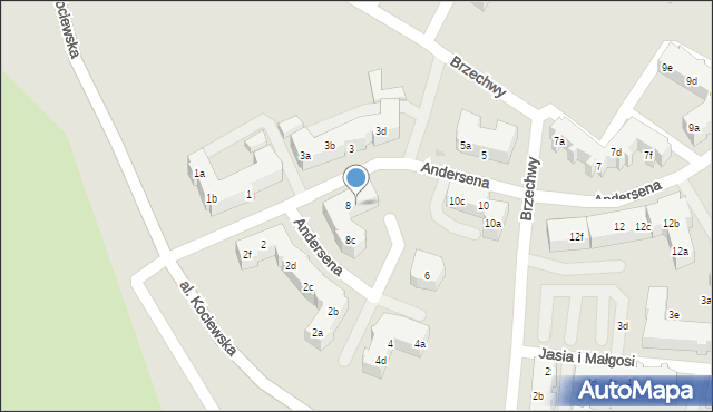 Tczew, Andersena Jana Christiana, 8a, mapa Tczew